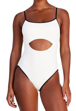 Contrast Solids Collection  Cut Out One Piece Swimsuit  Features: Removable Soft Cups, Double Lined, Adjustable Straps   Fabric Content:  Microfiber Jersey: 85% Nylon/15% Spandex  Lining: 92% Polyester/8% Spandex  Product#: S97377