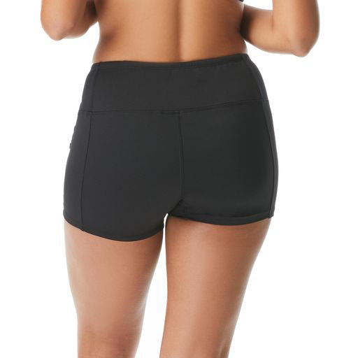 PALOMA BEACH SOLIDS COLLECTION: BEACH HOUSE  Fitted Swim Short  Features: Zippered Pocket  Fabric Content: Smooth Fit Knit 87% Polyester 13% Spandex  Product#: H58146