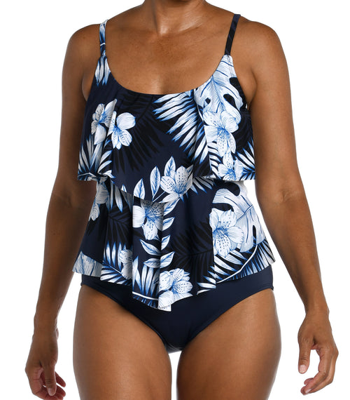 Moonlight Tropics Collection  Double Tiered Tankini Top  Fabric Content: 82% Nylon/ 18% Lycra Xtra Life Elastane   Product#: MM3CC58