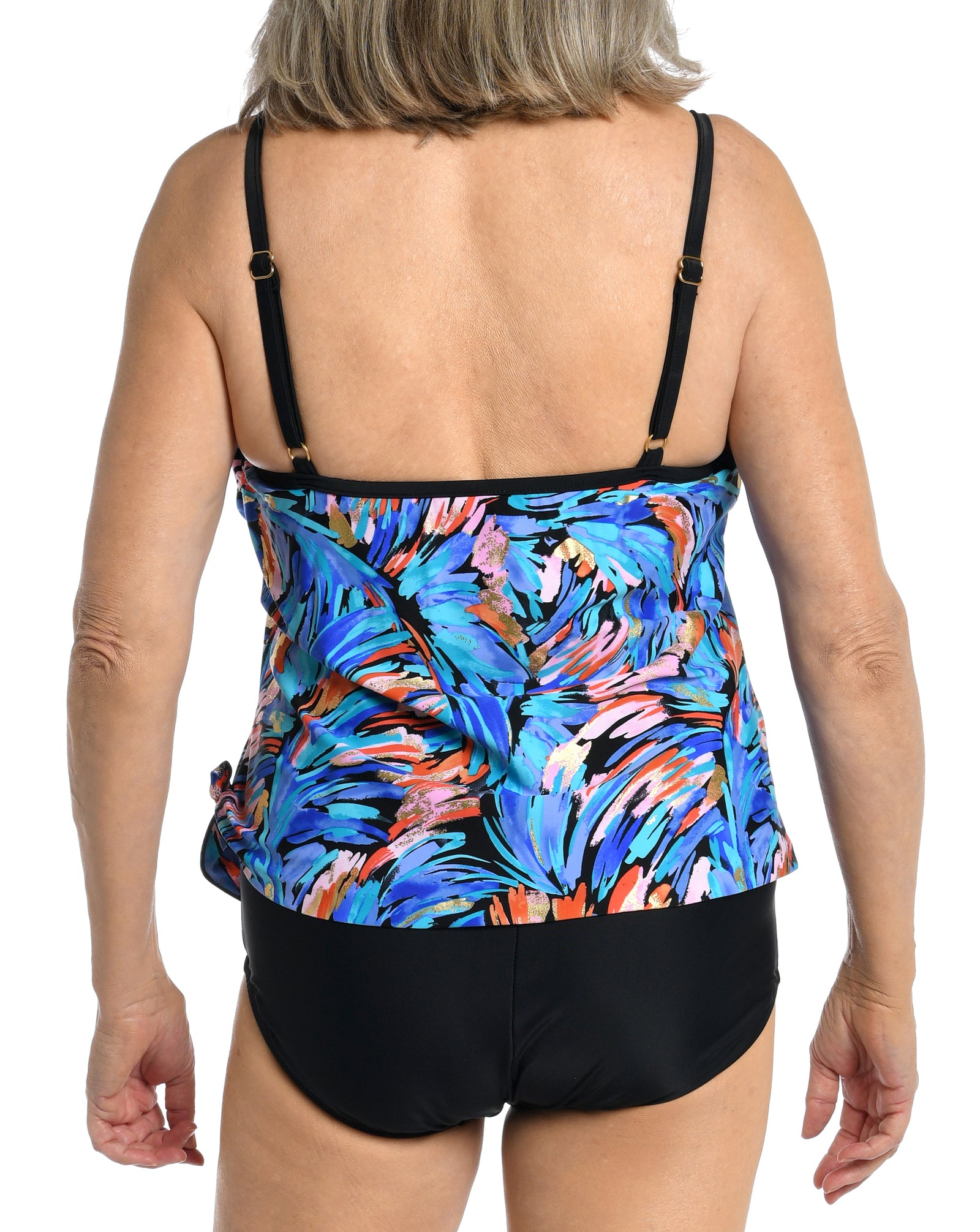 Feathers & Flair Collection  Scoop Neck Faux Tankini One Piece   Fabric Content: 82% Nylon / 18% Lycra Xtra Life Elastane  Product#: MM3CE12