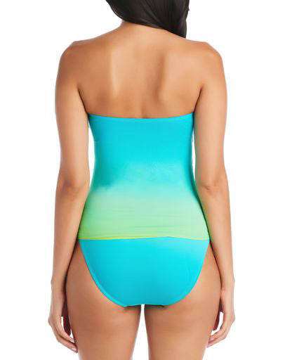 COOL BREEZE COLLECTION  Twist Bandeau Tankini Top  Color: Deep Water/Lime  Product#: RBCB23479