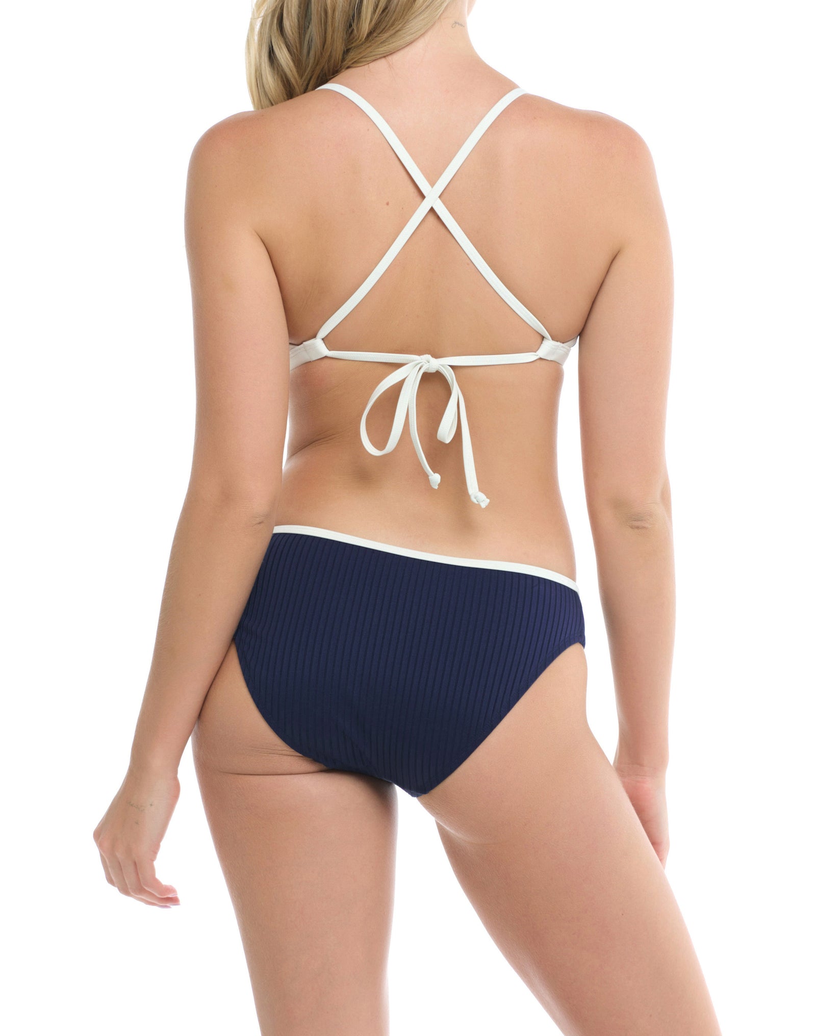 MAU LOA COLLECTION: JAYME  Fixed Triangle Top  Removable Soft Cups, Ribbed Fabric, Adjustable Straps, 2-Way Tie Back  Product#: SK736119