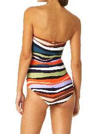 Sandy Waves Collection  Twist Front Shirred Bandeau One Piece  Multi-color  Fabric Content:  Shell: 82% Nylon/18% Spandex  Lining: 90% Nylon/10% Spandex   Product#: 23MO00585