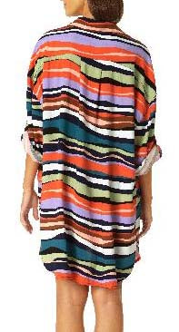 Sandy Waves Collection  Boyfriend Button Down Cover Up Shirt   Multi-color  Fabric Content: 100% Rayon  Product#: 23MC53085
