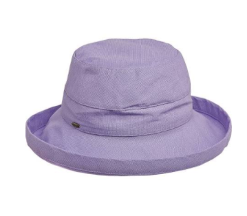 Packable big brim hat 50+ UPF protection  3" big brim hat 100% Cotton lavender  