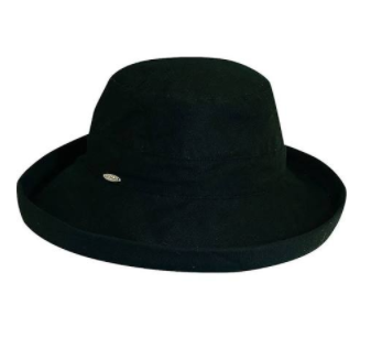 Packable big brim hat 50+ UPF protection  3" big brim hat 100% Cotton black